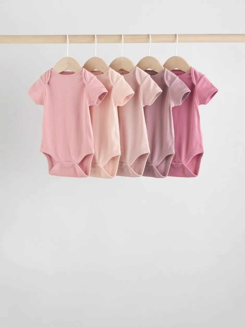 Rompertjes En Hemdjes|Next Roze - 5 Babyrompertjes met korte mouwen