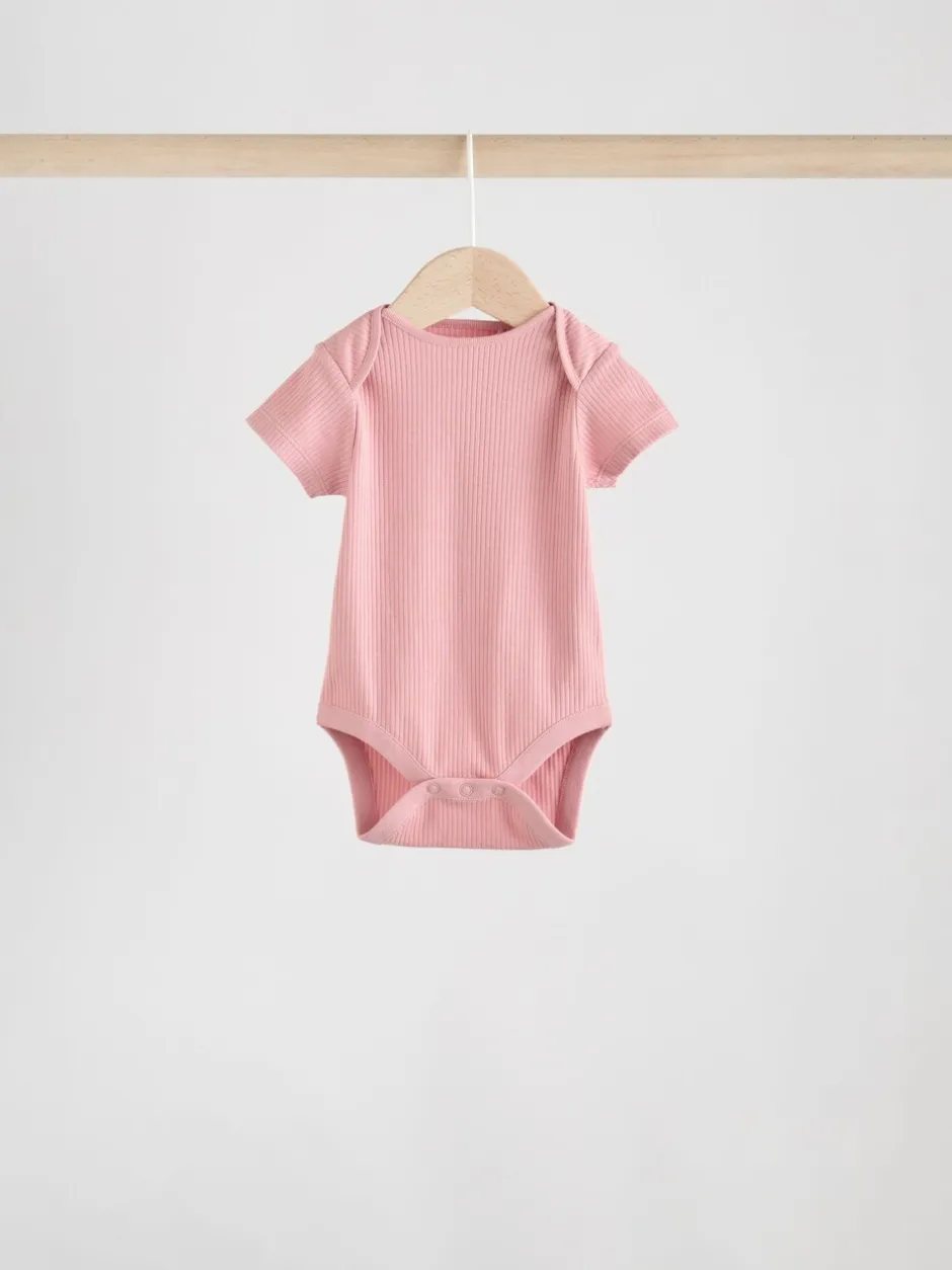 Rompertjes En Hemdjes|Next Roze - 5 Babyrompertjes met korte mouwen