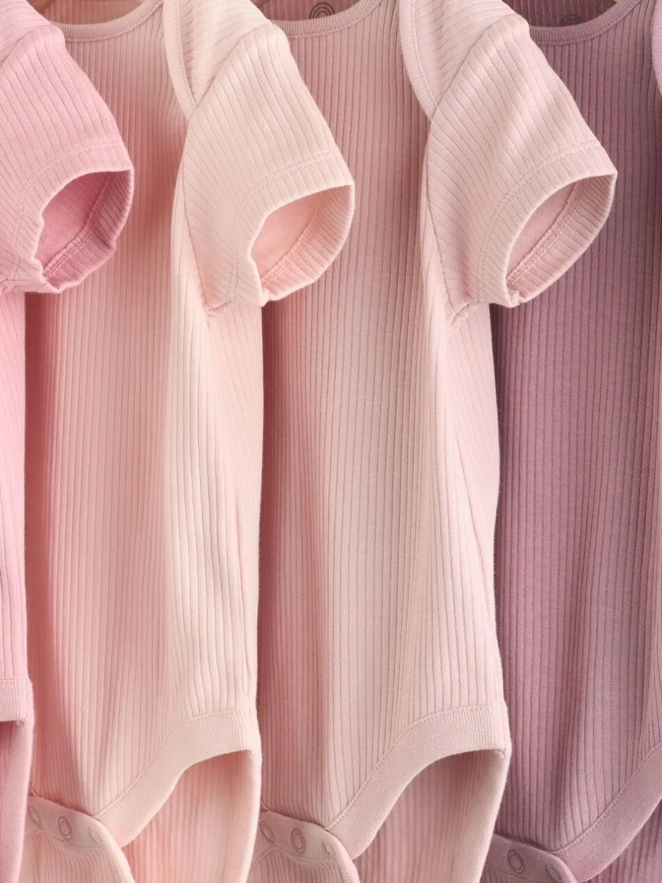 Rompertjes En Hemdjes|Next Roze - 5 Babyrompertjes met korte mouwen