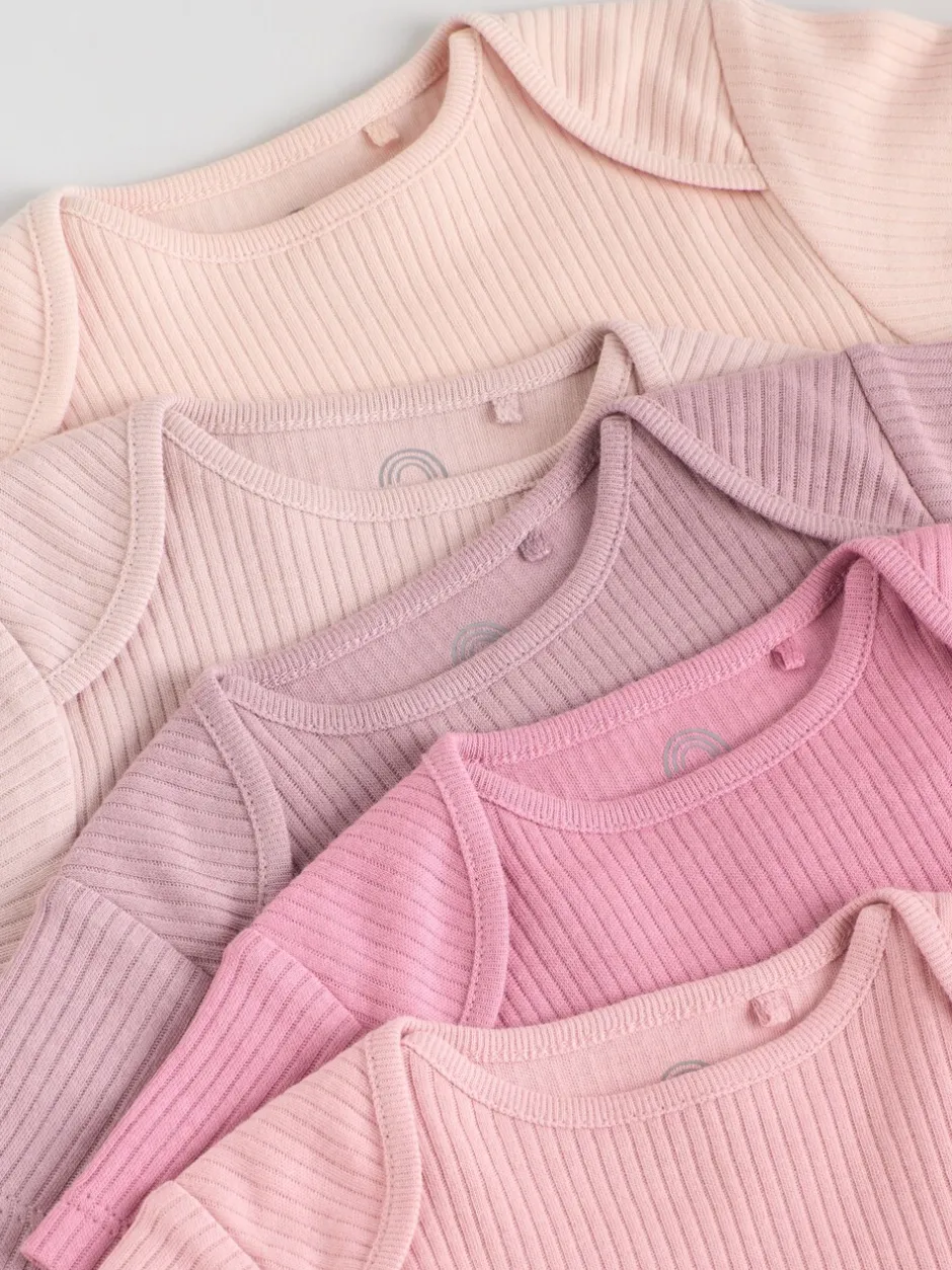 Rompertjes En Hemdjes|Next Roze - 5 Babyrompertjes met korte mouwen