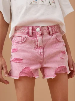 Shorts En Rokken*Next - 100% katoenen shorts met gerafelde rand (3-16jr) Roze
