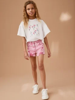 Shorts En Rokken*Next - 100% katoenen shorts met gerafelde rand (3-16jr) Roze