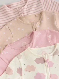 Babypakjes En Babypyjama's|Next Roze - 4 Pack Baby-pyjama's met tweewegrits (0mnd -3jr)