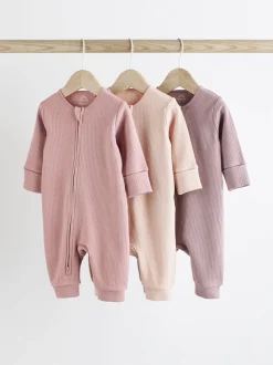 Babypakjes En Babypyjama's|Multipacks*Next Roze - 3 Pack Baby-pyjama's met tweewegrits (0mnd -3jr)