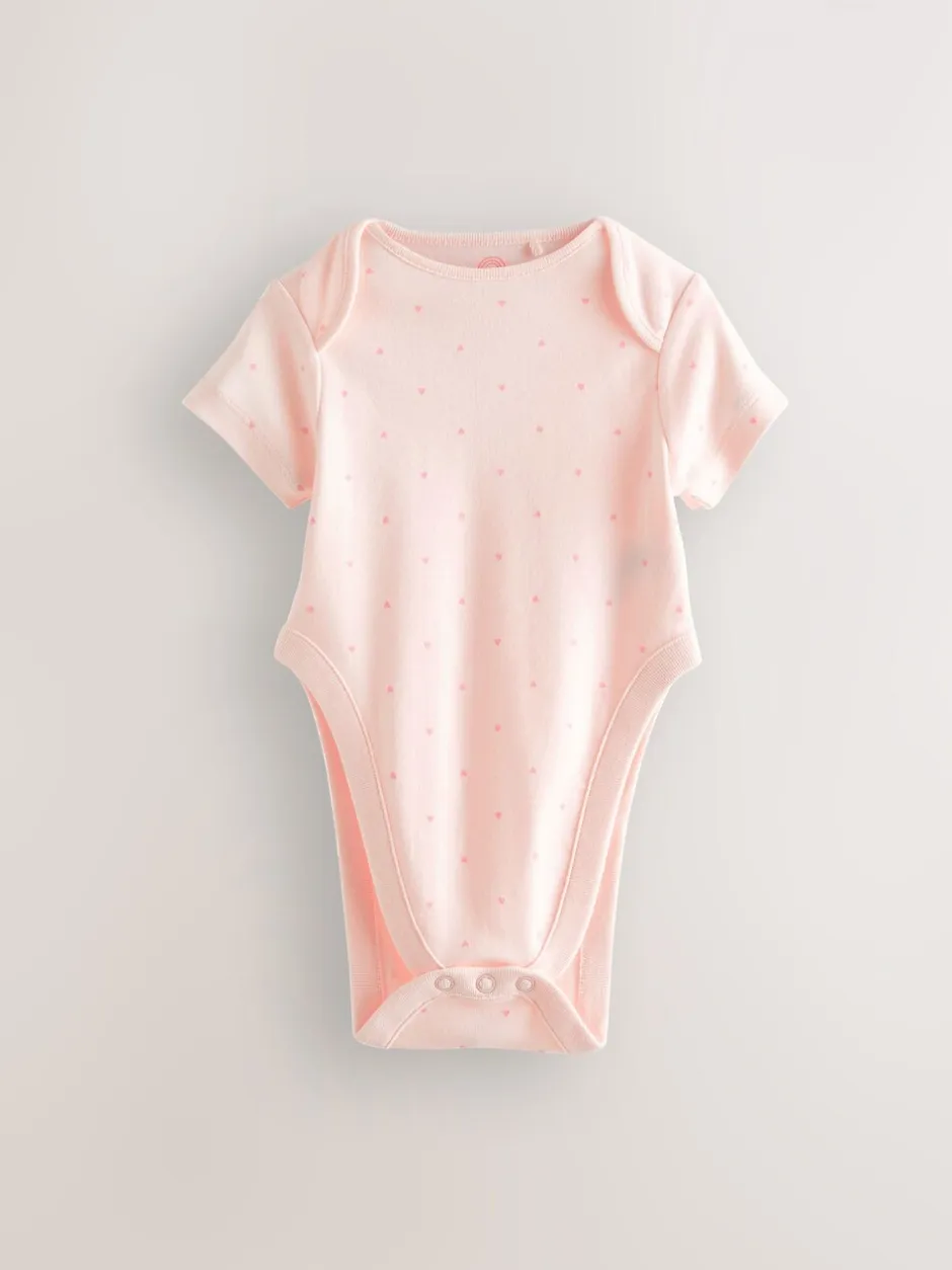 Rompertjes En Hemdjes|Next Roze - 3 Pack Hip Dysplasia Short Sleeve Baby Bodysuits