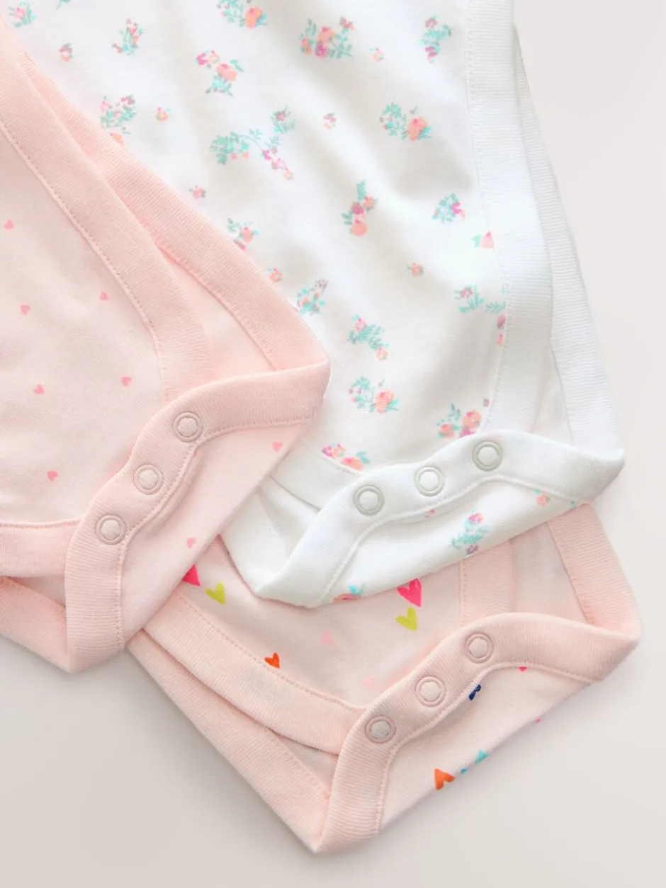 Rompertjes En Hemdjes|Next Roze - 3 Pack Hip Dysplasia Short Sleeve Baby Bodysuits