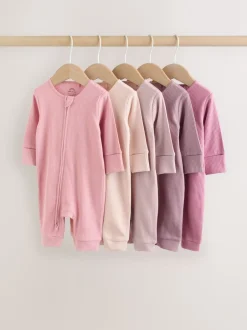 Babypakjes En Babypyjama's*Next Roze - 5 Pack Two Way Zip Baby Footless Sleepsuits (0mths-3yrs)
