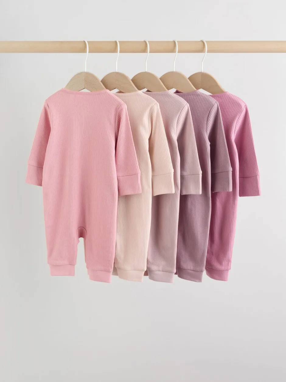 Babypakjes En Babypyjama's*Next Roze - 5 Pack Two Way Zip Baby Footless Sleepsuits (0mths-3yrs)
