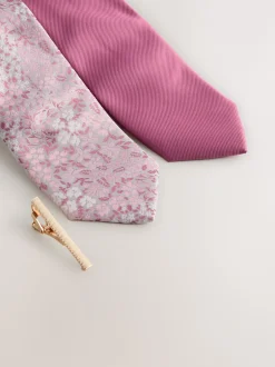 Stropdassen En Pochets*Next - 2 stropdassenpakket Roze