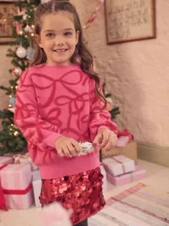 Gebreide Kleding*Angel & Rocket - Livia Bow Eyelash Jumper Roze