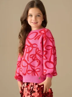 Gebreide Kleding*Angel & Rocket - Livia Bow Eyelash Jumper Roze