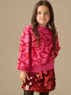 Gebreide Kleding*Angel & Rocket - Livia Bow Eyelash Jumper Roze