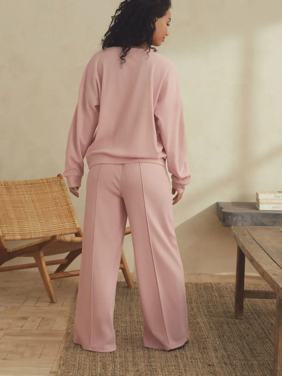 Pyjama's|Loungewear|B by Ted Baker - pyjama's van geborstelde katoenblend met wafelstof Roze