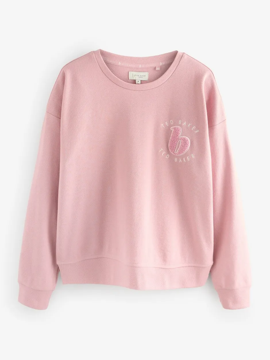 Pyjama's|Loungewear|B by Ted Baker - pyjama's van geborstelde katoenblend met wafelstof Roze