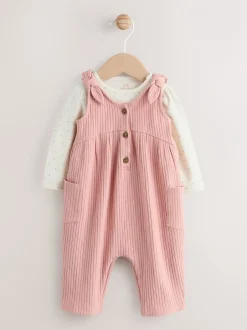 Tuinbroeken*Next - Baby Jersey Bretelbroeken en Bodysuit 2 Pieces Set (0mnd-2jr) Roze