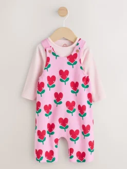 Rompertjes En Tuinbroeken|Tuinbroeken*Next Roze - Baby Set van bretelbroeken en Bodysuits met Lange mouwen, 2 Pieces (0mnd -3jr)