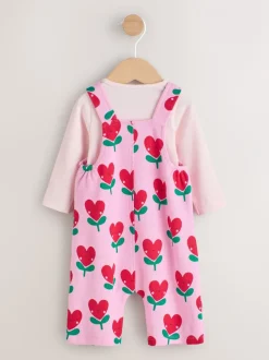 Rompertjes En Tuinbroeken|Tuinbroeken*Next Roze - Baby Set van bretelbroeken en Bodysuits met Lange mouwen, 2 Pieces (0mnd -3jr)