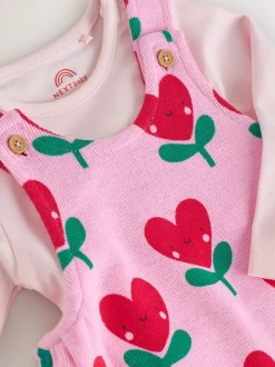 Rompertjes En Tuinbroeken|Tuinbroeken*Next Roze - Baby Set van bretelbroeken en Bodysuits met Lange mouwen, 2 Pieces (0mnd -3jr)