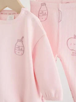 Truien En Breisels|Sweaters En Hoody´S|Next - Baby Sweatshirt and Leggings 2 Piece Set (0mths-2yrs) Roze