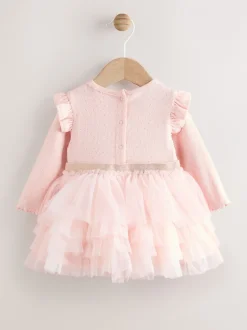 Gelegenheidskleding|Jurken*Next Roze - Babyjurk met lange mouwen en tutu (0mnd-2jr)