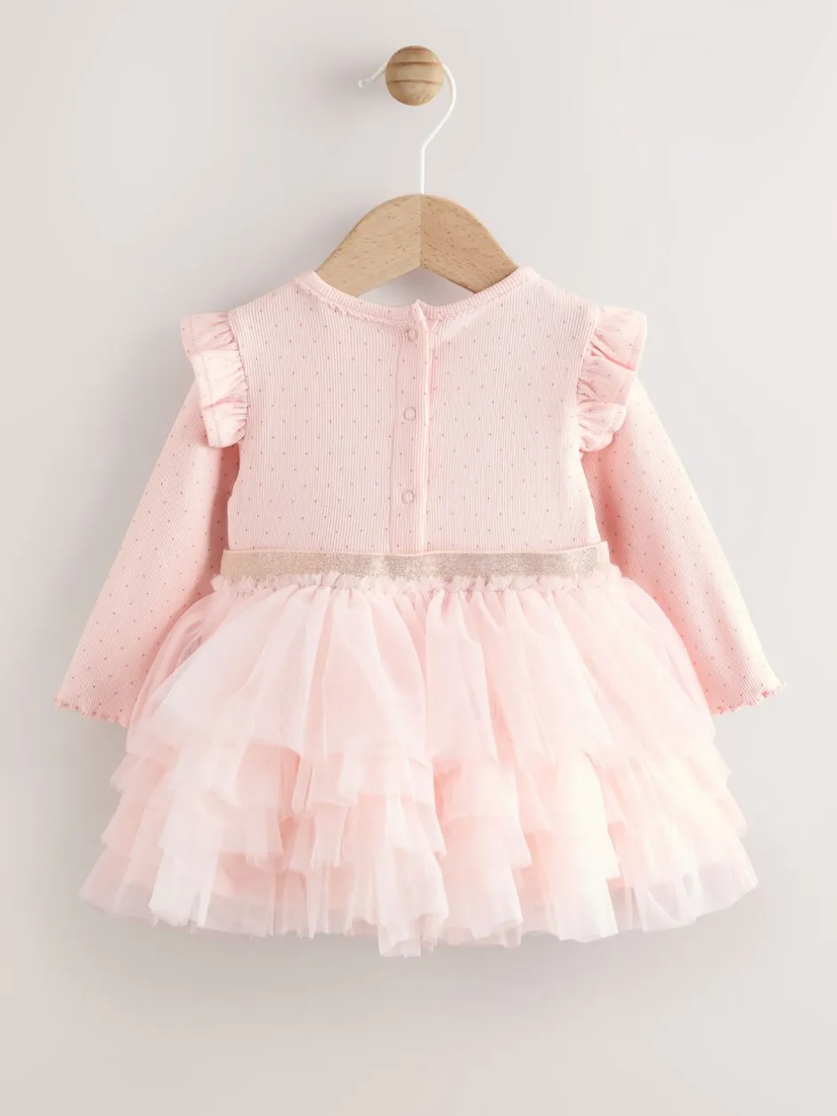 Gelegenheidskleding|Jurken*Next Roze - Babyjurk met lange mouwen en tutu (0mnd-2jr)