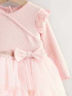 Gelegenheidskleding|Jurken*Next Roze - Babyjurk met lange mouwen en tutu (0mnd-2jr)