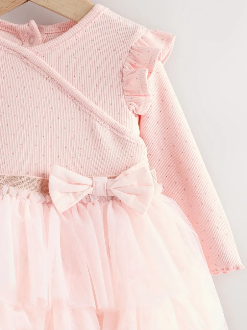 Gelegenheidskleding|Jurken*Next Roze - Babyjurk met lange mouwen en tutu (0mnd-2jr)