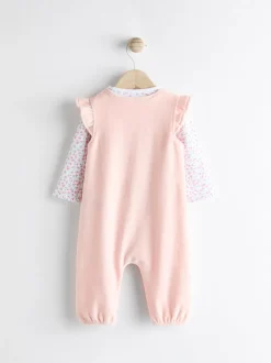 Rompertjes En Tuinbroeken|Tuinbroeken*Next Roze - Babyset van tuinbroek en rompertje met lange mouwen (0 mnd - 2 jr)