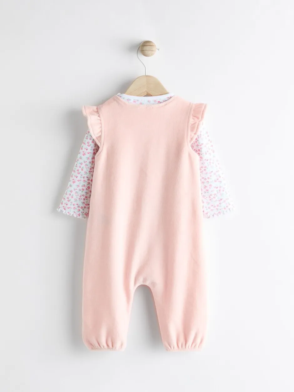 Rompertjes En Tuinbroeken|Tuinbroeken*Next Roze - Babyset van tuinbroek en rompertje met lange mouwen (0 mnd - 2 jr)