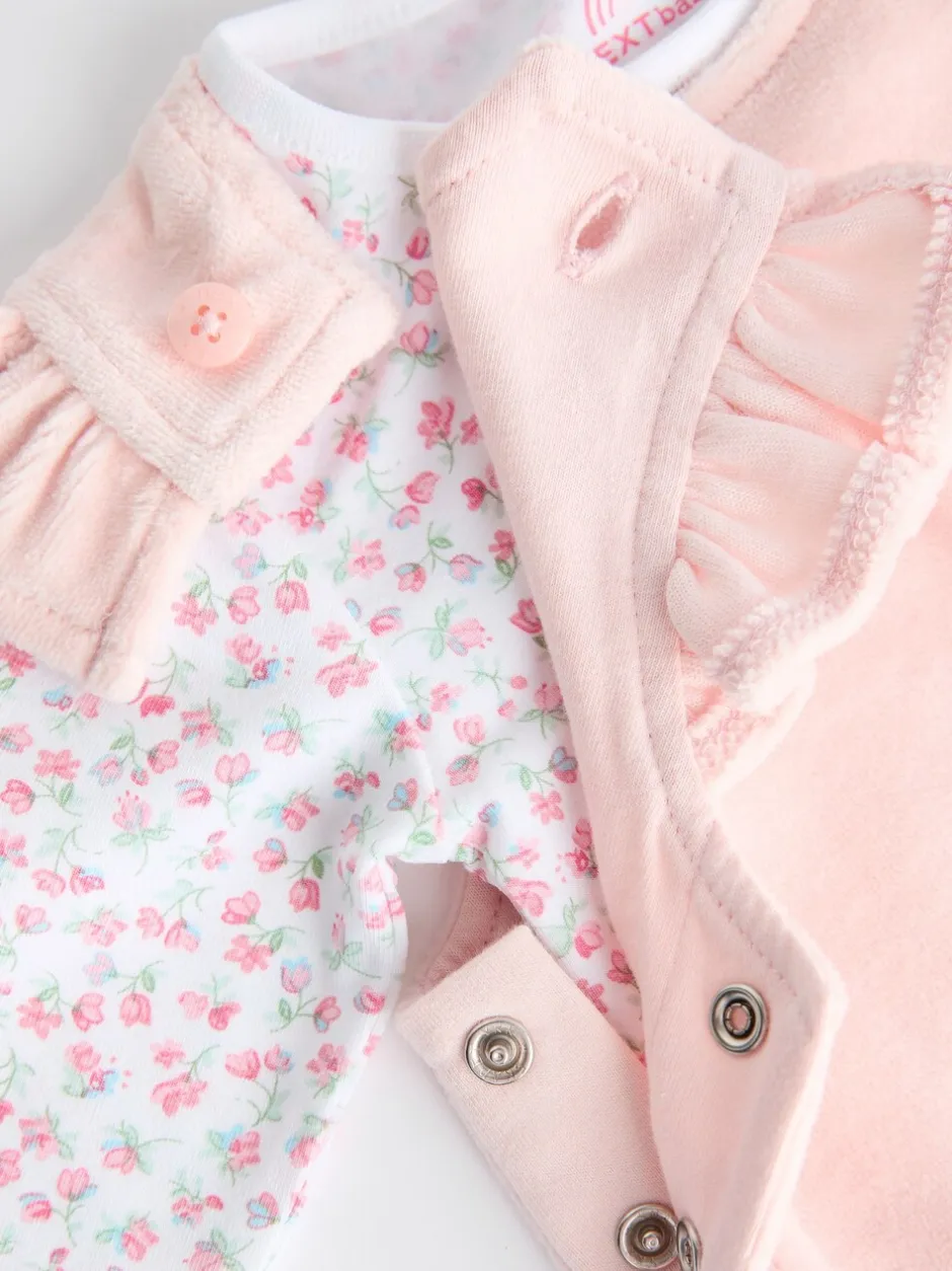 Rompertjes En Tuinbroeken|Tuinbroeken*Next Roze - Babyset van tuinbroek en rompertje met lange mouwen (0 mnd - 2 jr)