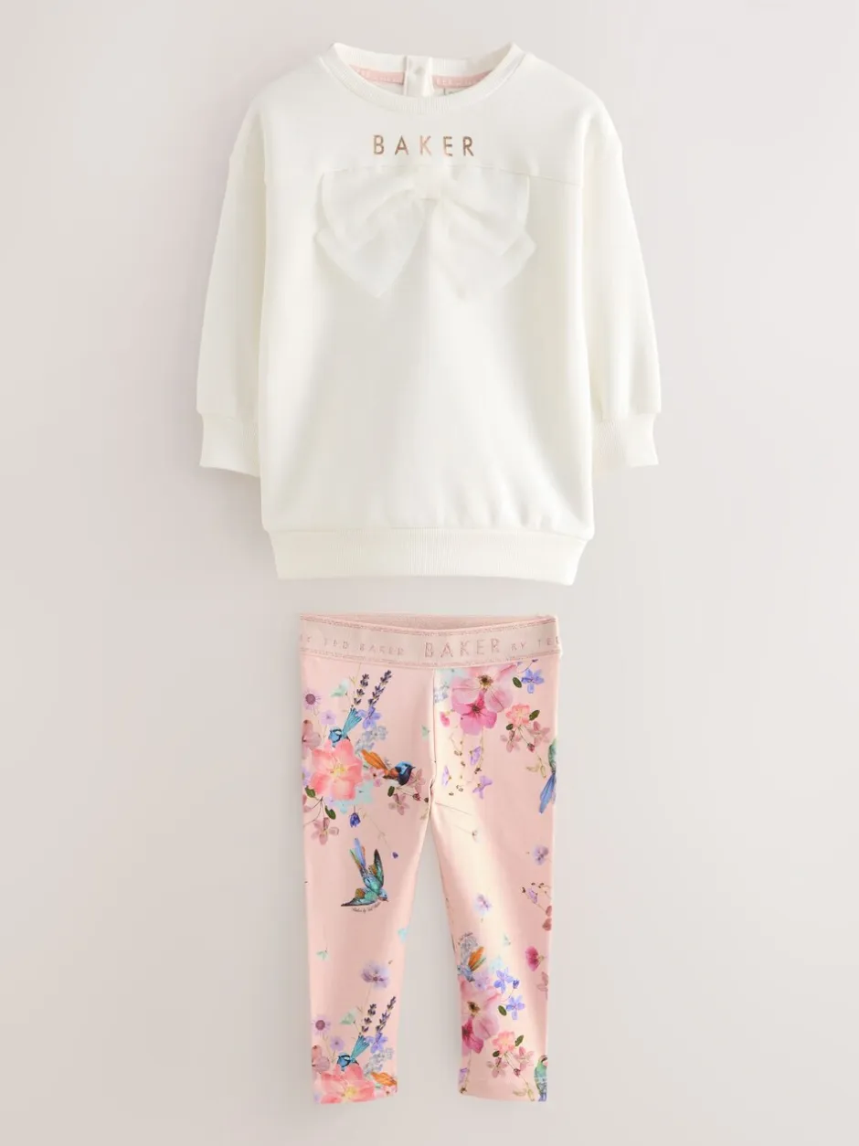 Sweaters En Hoody´S|Baker by Ted Baker - 2 -delige lange sweatset met strik en bloemenleggings Roze