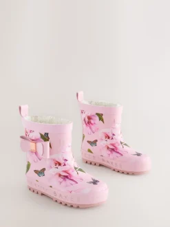 Laarzen*Baker by Ted Baker - Girls Faux Fur Lined Welly Boots with Bow Roze