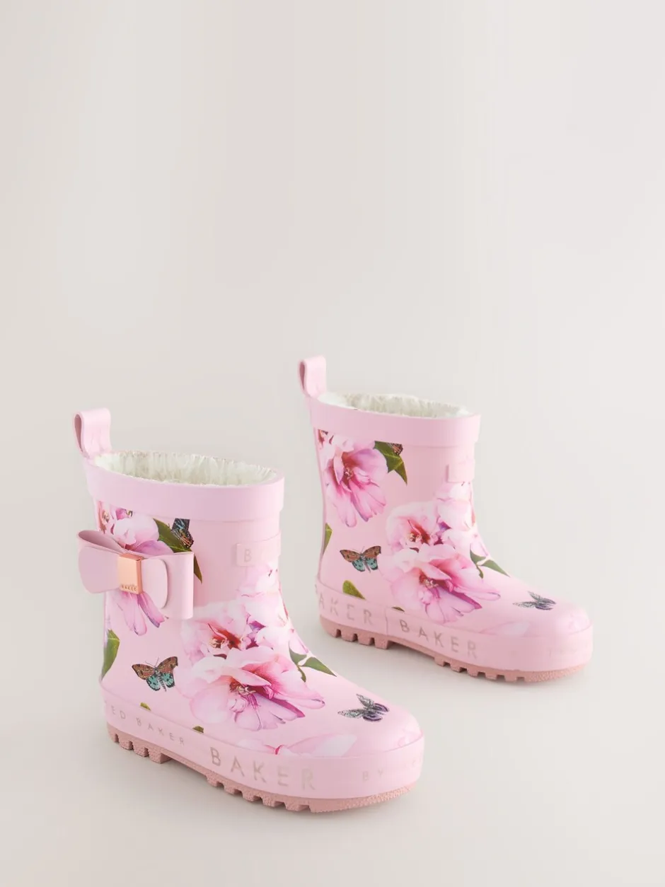 Laarzen*Baker by Ted Baker - Girls Faux Fur Lined Welly Boots with Bow Roze