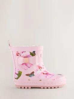 Laarzen*Baker by Ted Baker - Girls Faux Fur Lined Welly Boots with Bow Roze
