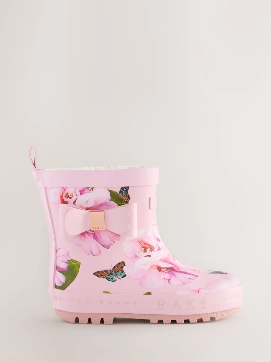 Laarzen*Baker by Ted Baker - Girls Faux Fur Lined Welly Boots with Bow Roze