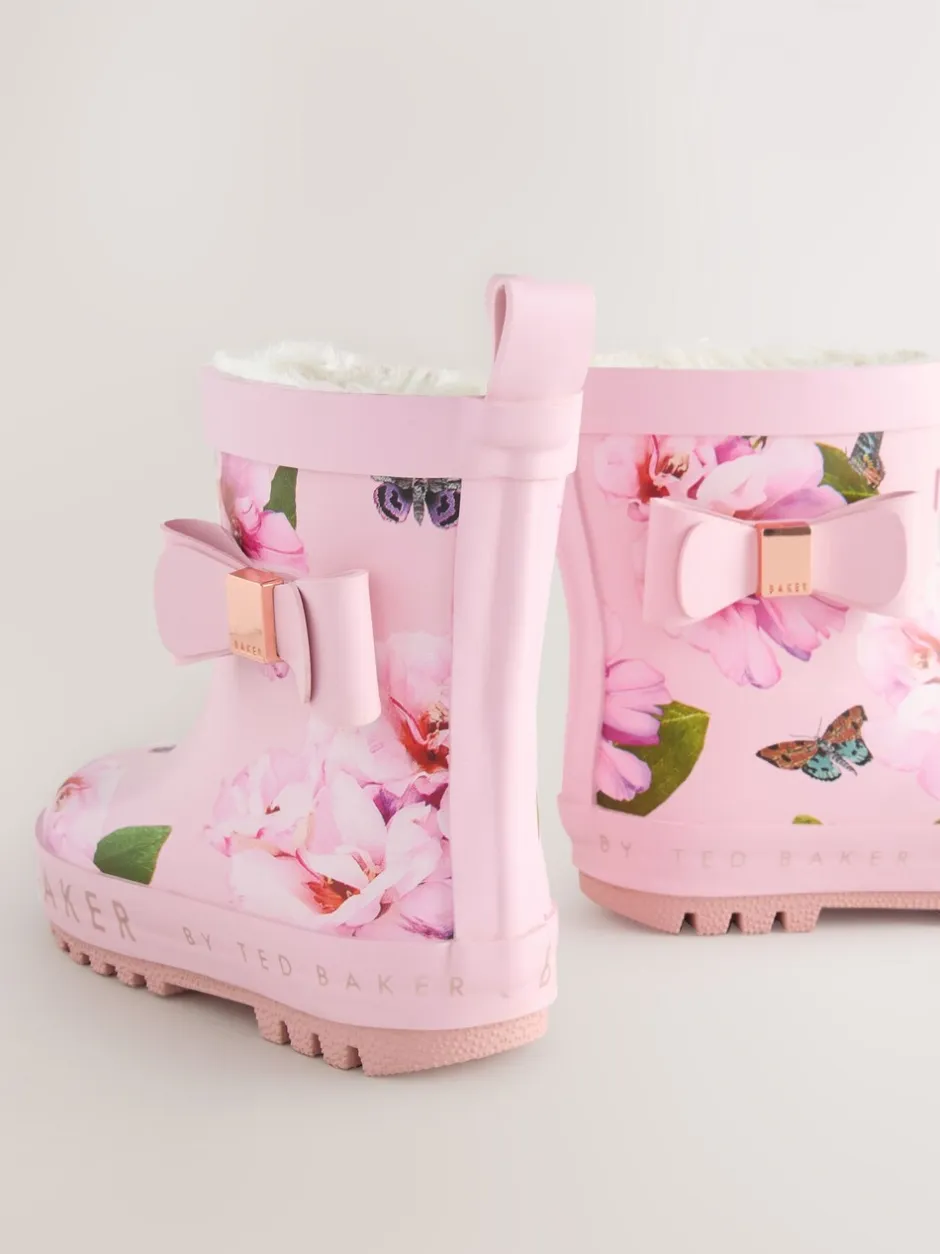 Laarzen*Baker by Ted Baker - Girls Faux Fur Lined Welly Boots with Bow Roze