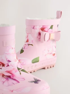 Laarzen*Baker by Ted Baker - Girls Faux Fur Lined Welly Boots with Bow Roze