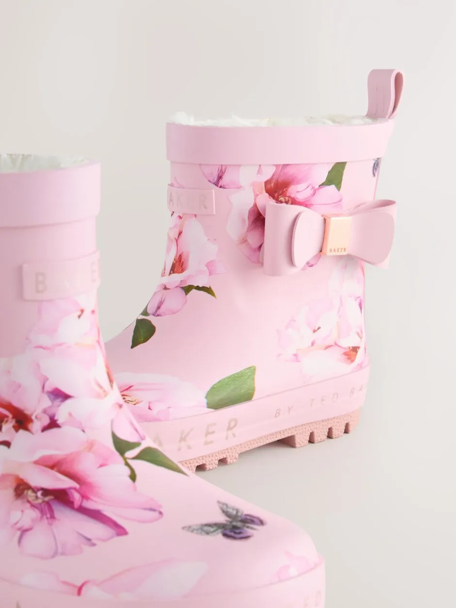 Laarzen*Baker by Ted Baker - Girls Faux Fur Lined Welly Boots with Bow Roze