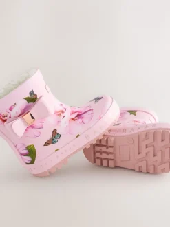 Laarzen*Baker by Ted Baker - Girls Faux Fur Lined Welly Boots with Bow Roze
