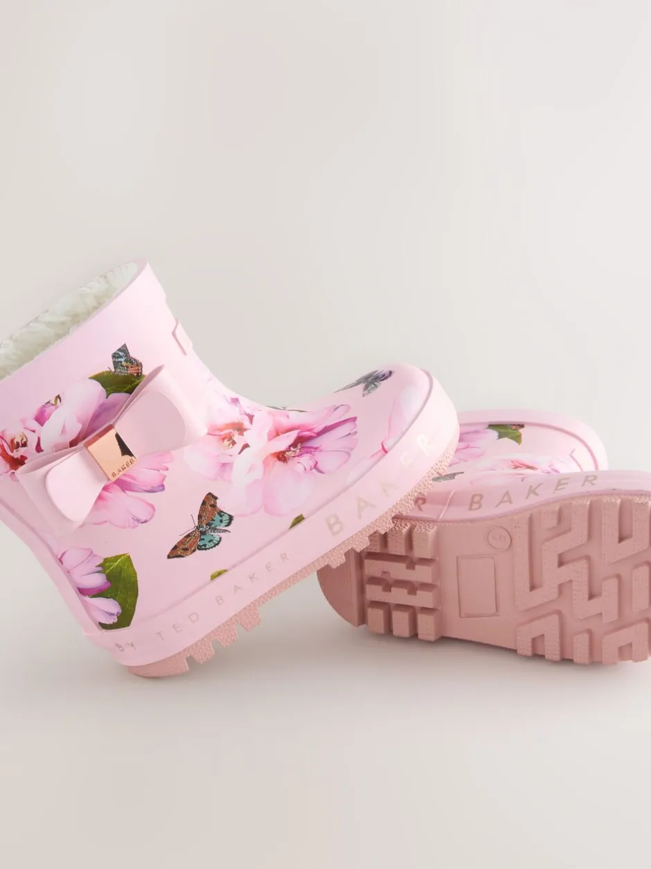 Laarzen*Baker by Ted Baker - Girls Faux Fur Lined Welly Boots with Bow Roze