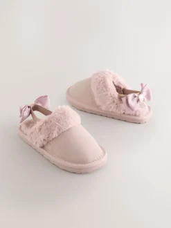 Pantoffels*Baker by Ted Baker - Meisjes suède Pantoffelmuiltjes van imitatiebont met Strik Roze