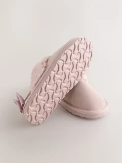 Pantoffels*Baker by Ted Baker - Meisjes suède Pantoffelmuiltjes van imitatiebont met Strik Roze