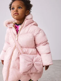 Jassen, Jacks En Kinderwagenpakjes|Schoolkleding*Baker by Ted Baker - Regenbestendige gewatteerde jas met geschulpte rand en afneembare tas Roze