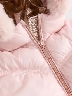 Jassen, Jacks En Kinderwagenpakjes|Schoolkleding*Baker by Ted Baker - Regenbestendige gewatteerde jas met geschulpte rand en afneembare tas Roze