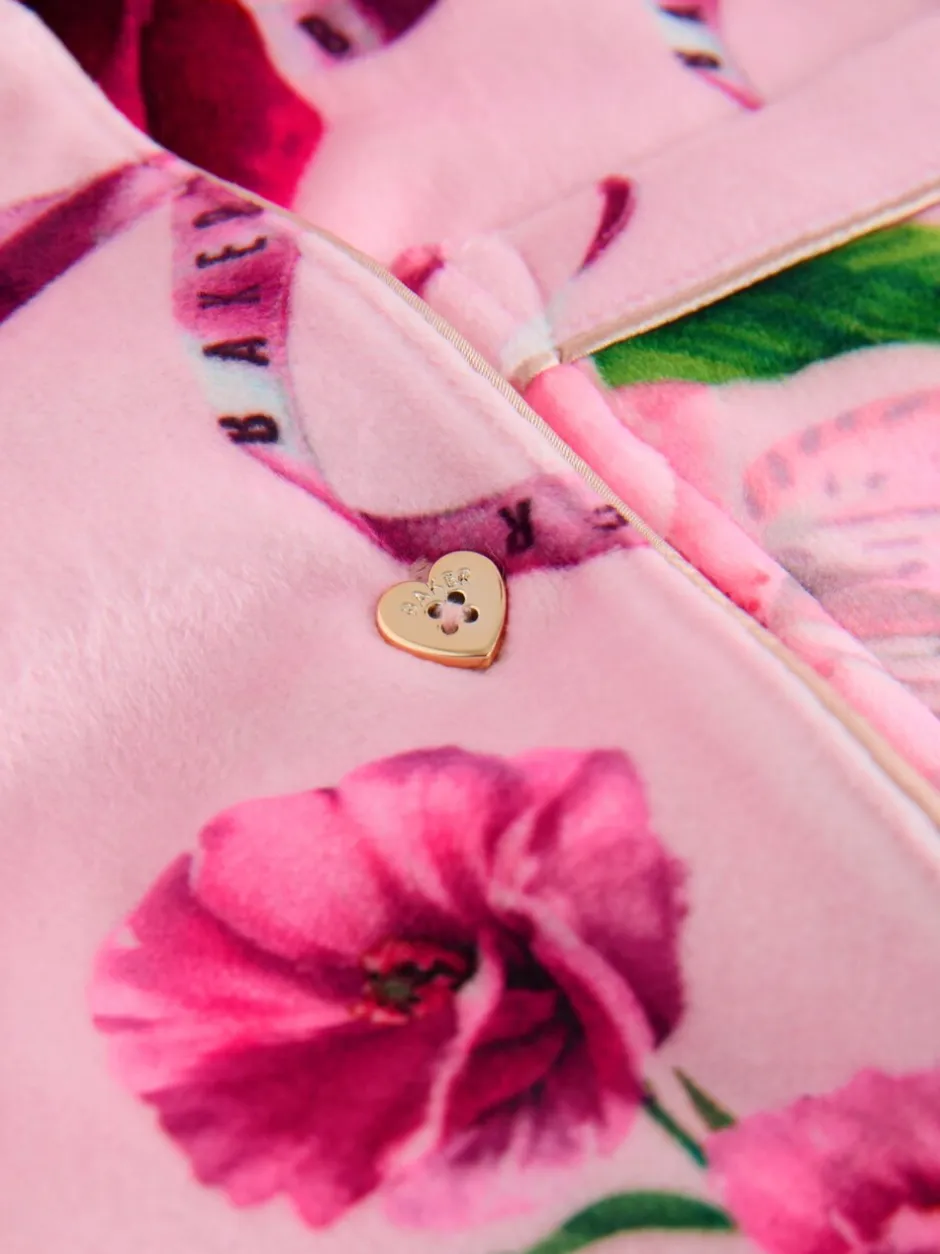 Nachtkleding En Pyjama's|Pyjama's|Baker by Ted Baker - Floral Fleece Pyjamas Set 2 Piece Roze