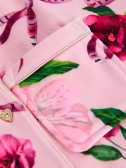 Nachtkleding En Pyjama's|Pyjama's|Baker by Ted Baker - Floral Fleece Pyjamas Set 2 Piece Roze
