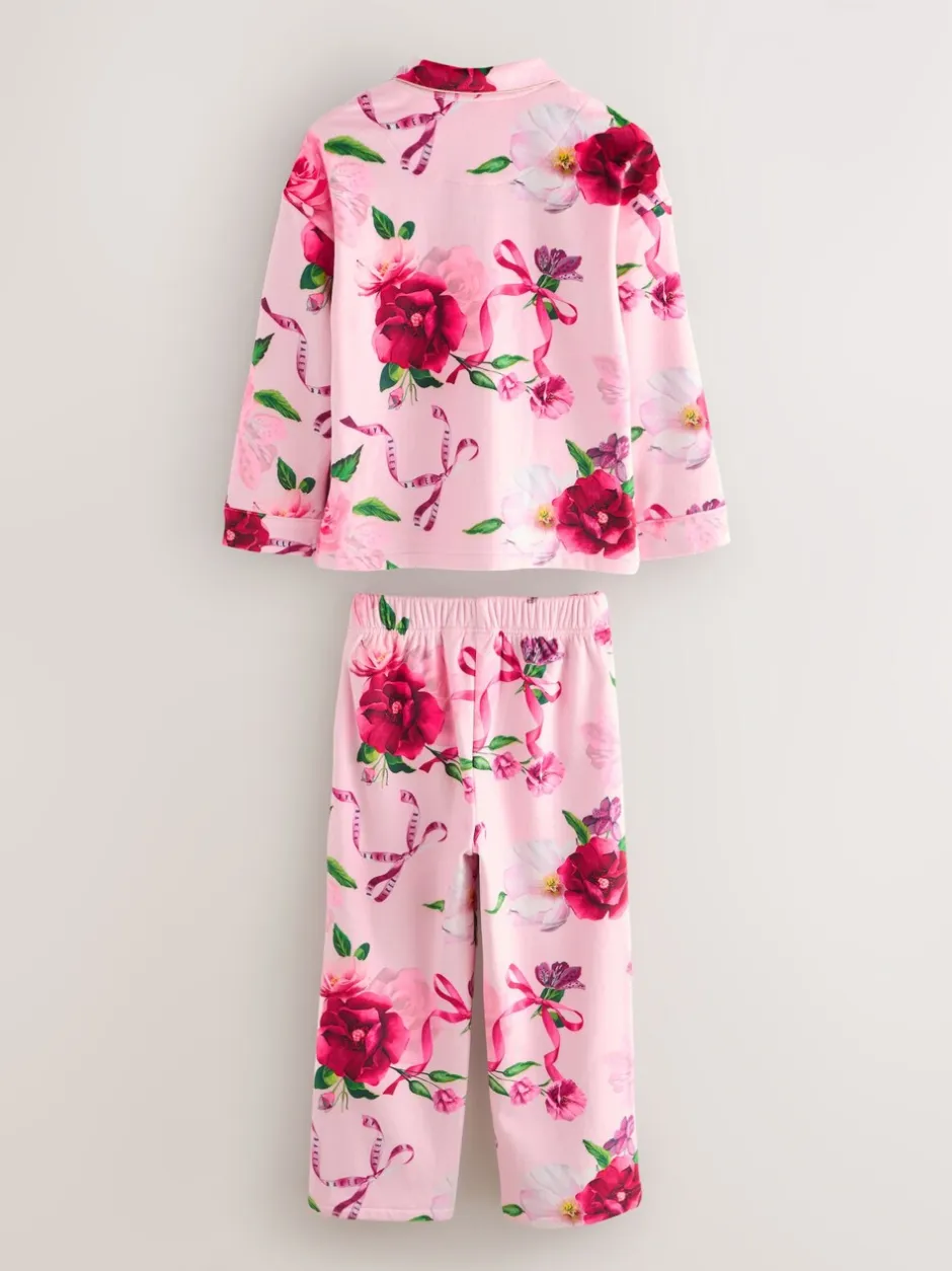 Nachtkleding En Pyjama's|Pyjama's|Baker by Ted Baker - Floral Fleece Pyjamas Set 2 Piece Roze