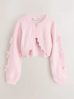 Gebreide Kleding*Baker by Ted Baker - Bow Sleeve Scallop Edge Cardigan Roze