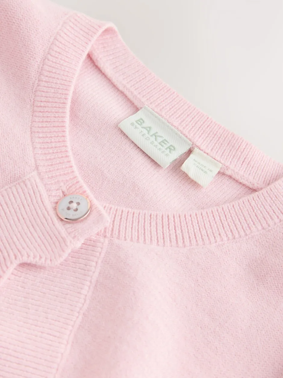 Gebreide Kleding*Baker by Ted Baker - Bow Sleeve Scallop Edge Cardigan Roze
