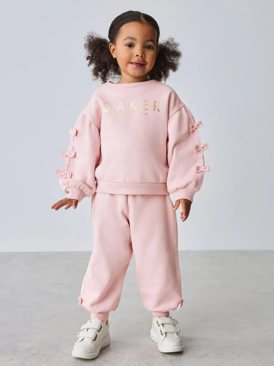 Sweaters En Hoody´S|Baker by Ted Baker - Blue 2 Piece Side Bow Detail Sweat & Joggers Set Roze
